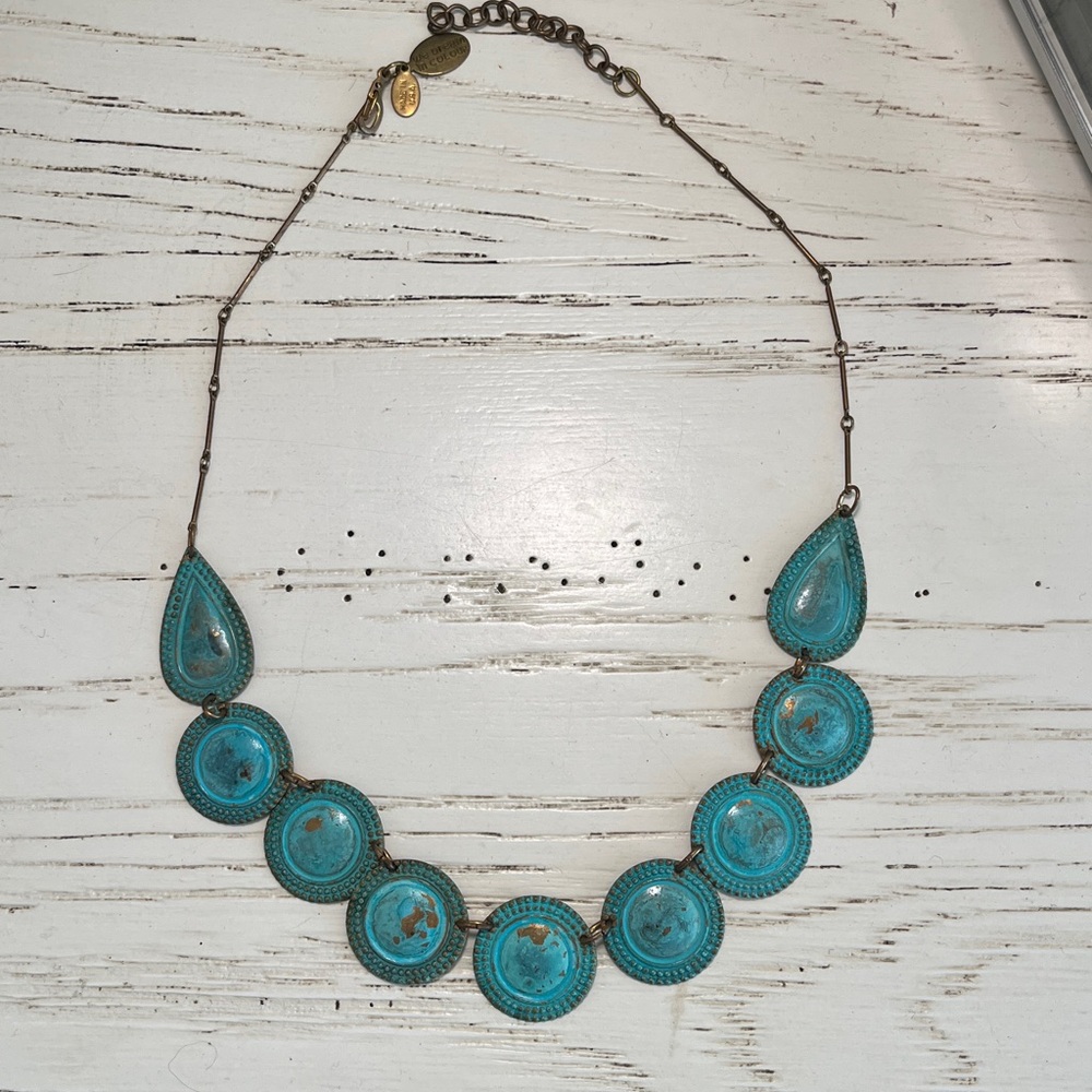 We Dream in Color Little Agea verdigris brass necklace